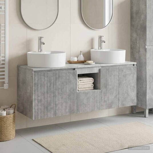 vidaXL Baderomsskapsett 3 stk. Betonggrå 49,5 x 44,5 x 65 cm