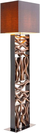 KARE Gulvlampe Nature Wave, Mørkt tre , Stue / spisestue, Tekstil / stoff / silke, Moderne KARE Gulvlampe Nature Wave, Mørkt tre , Stue / spisestue, Tekstil / stoff / silke, Moderne