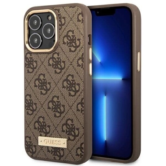 Guess iPhone 14 Pro 6,1" Brun MagSafe Hardt Deksel