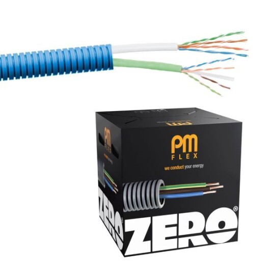 PM FLEX Kat6 ZERO Multimediakabel forhåndslagt, trippelskjermet, halogenfri 16 mm x 100 m, 2 x U/UTP6