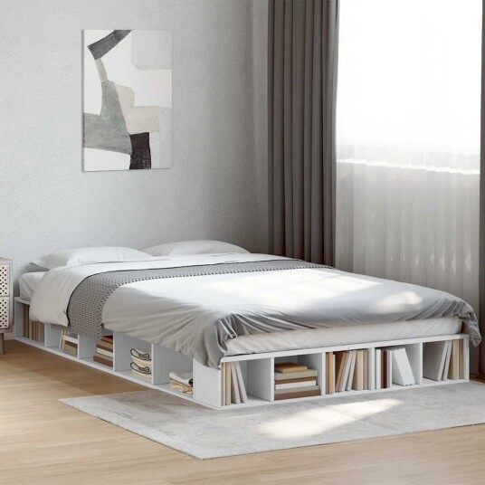Sengeramme hvit 135x190 cm konstruert tre 8721102621499 Sengeramme hvit 135x190 cm konstruert tre 8721102621499
