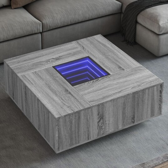 Salongbord med Infinity LED grå sonoma 100x100x40 cm 3284047