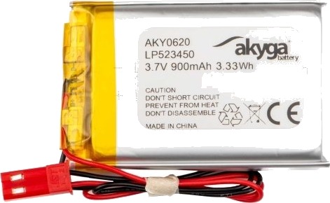 Akyga Aky0620 Batteri Sølv Lithium-Ion Li-Ion 900 Mah 3,7 V 34 Mm AKY0620