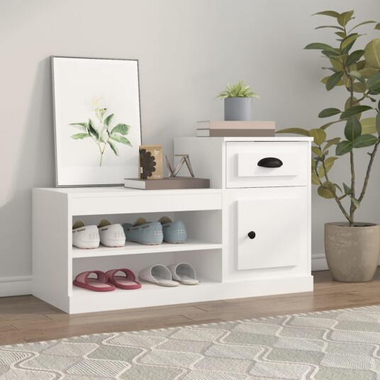 vidaXL Skoskap hvit 100x42x60 cm konstruert tre vidaXL Skoskap hvit 100x42x60 cm konstruert tre