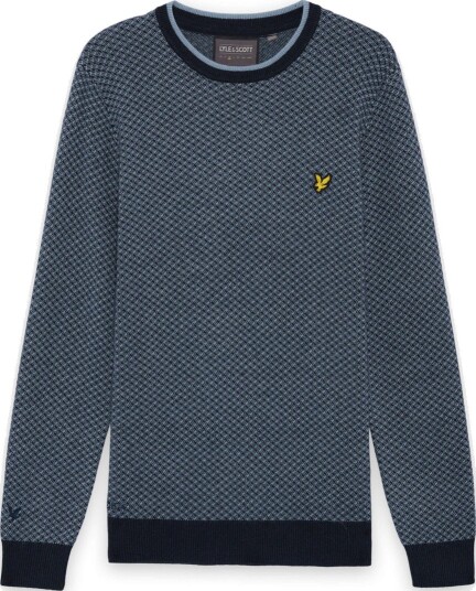 Lyle & Scott Golf Cross Hatch Cashmere Blend Crewneck Jumper Golfgenser herre Dark Navy Small