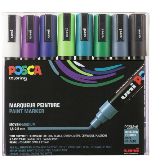 Posca Posca PC-5M Cool tones 8-set Posca Posca PC-5M Cool tones 8-set