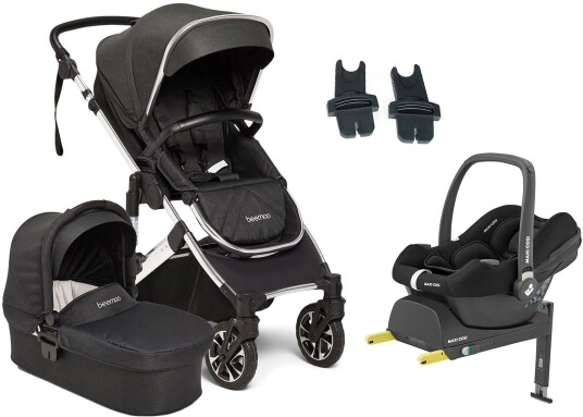 Beemoo Maxi 4 Duovogn inkl. Maxi-Cosi CabrioFix i-Size Babybilstol &  Base Black/Silver