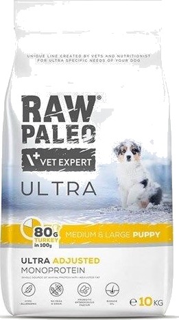 Vetexpert Vet Expert Raw Paleo Ultra Medium&Large Valper Tørrfôr Til Valper Kalkun 10 kg