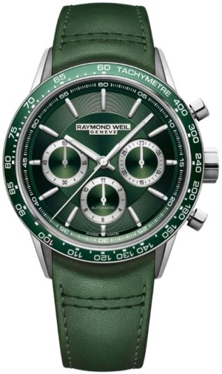 Raymond Weil Herreklokke 7741 SC7 52021 Freelancer Grønn/Lær Ø43.5