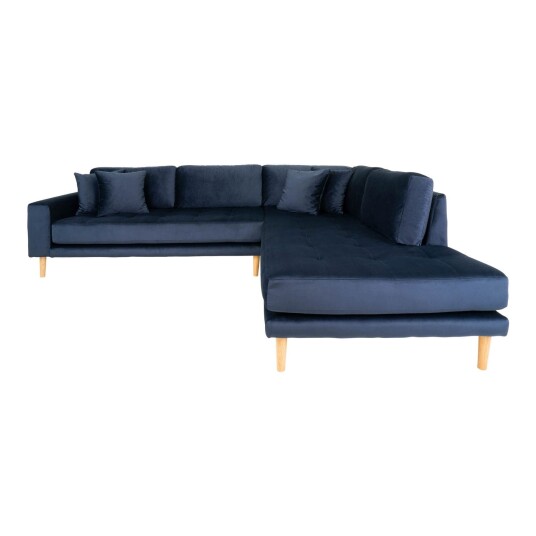 House Nordic Lido Hjørnesofa Høyrevendt Åpen ende - Blå Velour 1665332-02-0 1690006-01-0