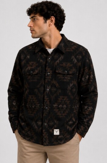 Fat Moose Aztec Overshirt Blå S