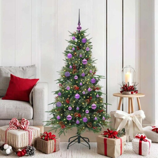  Kunstig sammensatt juletre med 150 LED grønn 150 cm PE og PVC