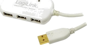 Logilink Usb 2.0 Hub 4-Port With Repeater Cable - Hub - 4 X Usb 2.0 - Stasjonær