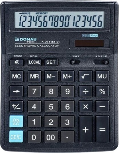 Donau Donau Kalkulator Donau Tech Kontorkalkulator 16 Sifret. Display Dimensjoner 199X153x31 Mm Sort