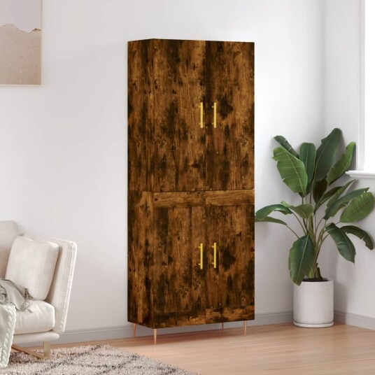 Highboard røkt eik 69,5x34x180 cm konstruert tre