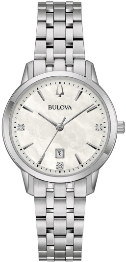 Bulova Dameklokke 96P233 Sutton Hvit/Stål Ø31 mm Bulova Dameklokke 96P233 Sutton Hvit/Stål Ø31 mm