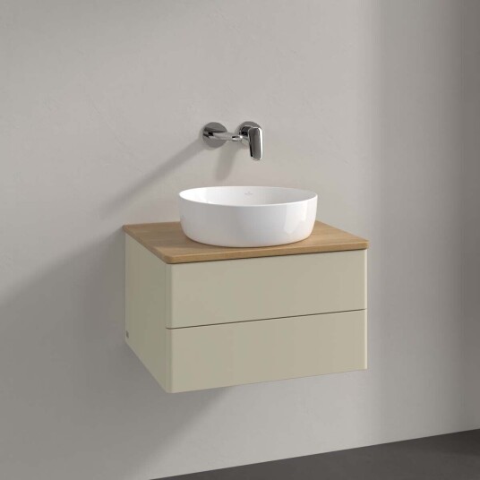 Villeroy & Boch Antao Servantskap med 2 skuffer 60x50x36 cm u/lys Grå Matt/Eik