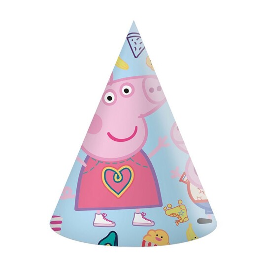 Peppa Gris Bursdagshatter 6 stk Peppa Gris Bursdagshatter 6 stk