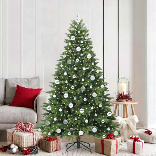 Kunstig juletre med 300 LED med stativ grønn 180 cm PE og PVC