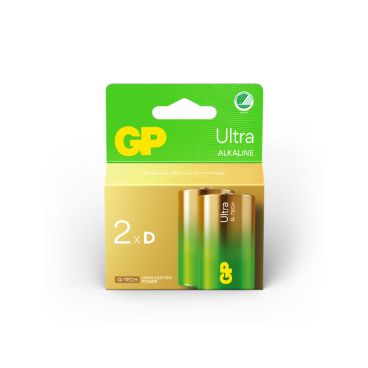 GP Ultra Alkaline D LR20 Engangsbatteri 1.5V 2-pakk