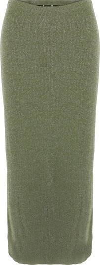 Gina Tricot Glitter Maxi Skirt Khaki green M