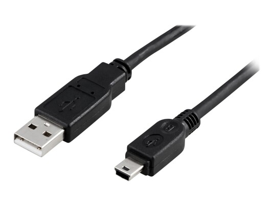 Deltaco 3m USB 2.0 Type A til Mini B Kabel - Svart