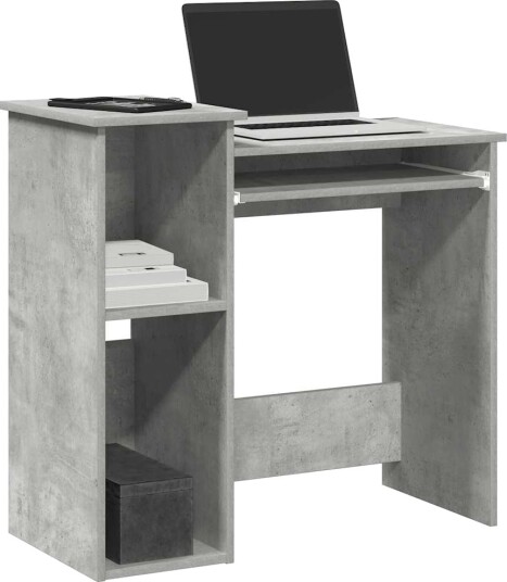 Skrivebord med hyller betonggrå 84x40x78 cm konstruert tre