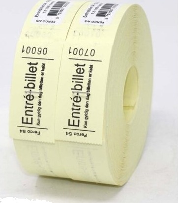 Entrebillet Noname 30X63 54 Nummereret Fra 1 10.000 Gul Rulle A 1000 Stk