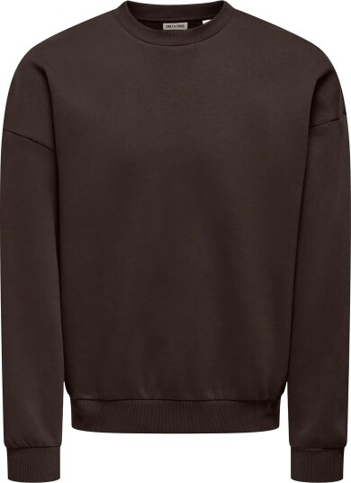 ONLY & SONS Onsceres Ovz Ls Crew Sweat Noos Brown L