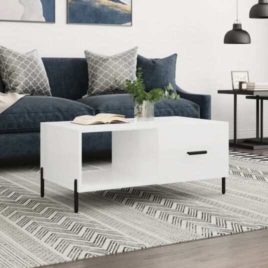 Salongbord høyglans hvit 90x50x40 cm konstruert tre 8720845441425