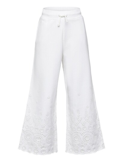 Ralph Lauren Kids Eyelet French Terry Wide Leg Sweatpant White 142 153