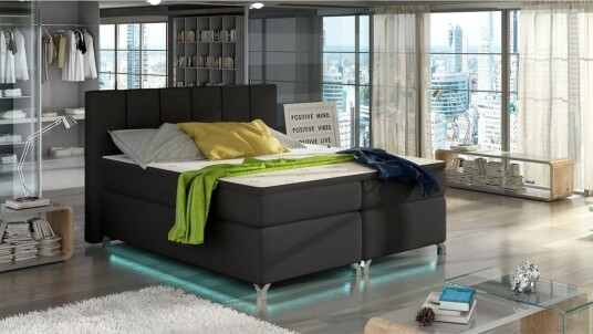 Box Spring Eltap Basilio med LED Soft 11 Svart 180x200 cm