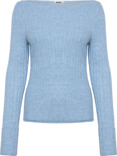 Monki Knitted Rib Sweater Blue XL
