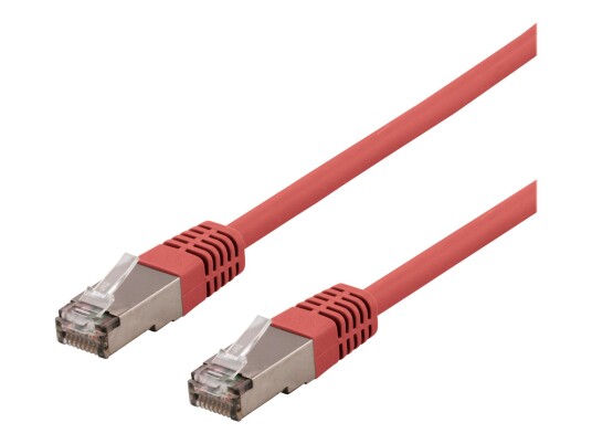 Deltaco S/FTP Cat6 koblingskabel 30 cm rød halogenfri