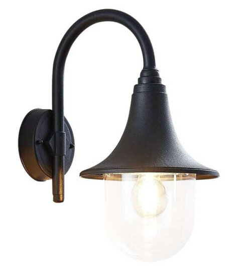 Lindby Utendørs vegglampe Nalevi, buet, svart Lindby Utendørs vegglampe Nalevi, buet, svart