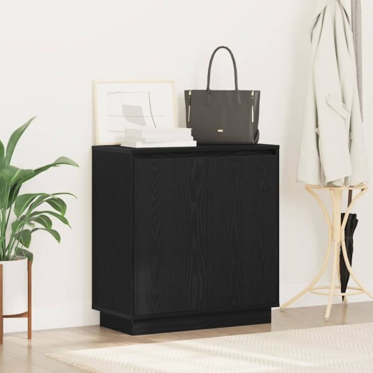  Skap med LED svart eik 71x34,5x75 cm laget av tre
