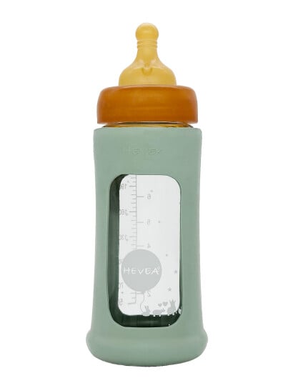 HEVEA Wide Neck Baby Glass Bottle With Sleeve 250Ml/8.5Oz Single-Pack - Multi/patterned - 250ML/OZ