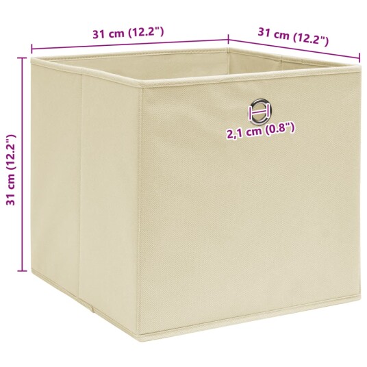 vidaXL Oppbevaringsbokser 10 stk kremhvit 32x32x32 cm stoff