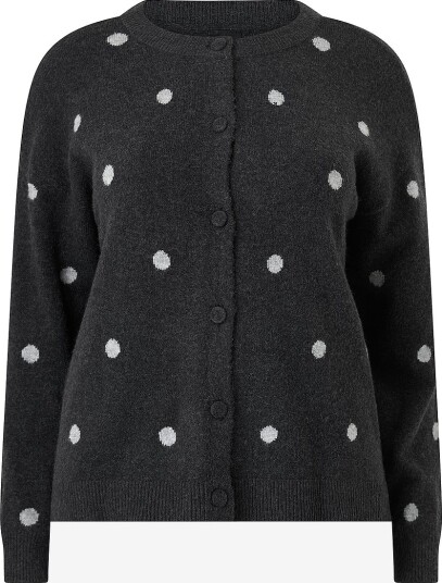 Zizzi Kardigan Mvista L/S Dot Cardigan Grå