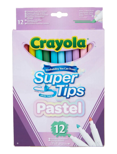 Crayola Crayola 12 Pastel Supertips Multi/patterned ONE SIZE Crayola Crayola 12 Pastel Supertips Multi/patterned ONE SIZE