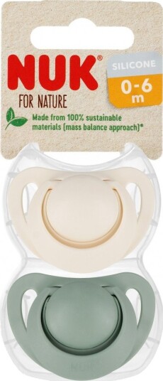 Nuk For Nature Silikonsmokk 0-6 mnd 2 Pk Grå/Beige