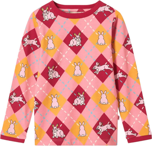 Småfolk Elstar Long Sleeved Top With Rabbits Pink 104 110