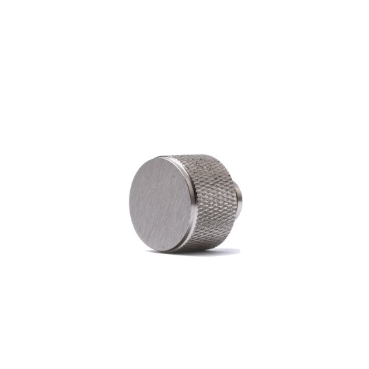 Skapknott Base 28 mm Knott i børstet stål med lett faset kant