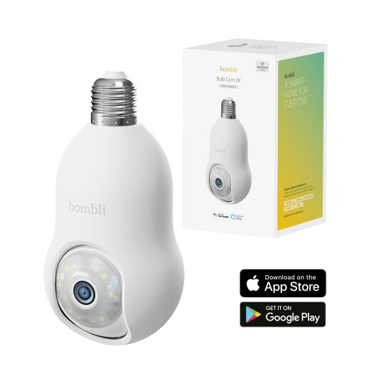 Hombli Smart Bulb Cam 2K Overvåkningskamera E27 Hvit Hombli Smart Bulb Cam 2K Overvåkningskamera E27 Hvit