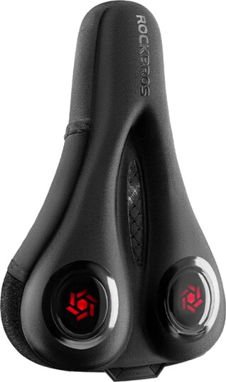 Rockbros LF044R Sykkelsetetrekk i gel-skum med regntrekk - Svart/R??d