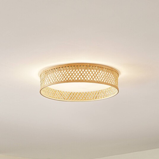 Lindby taklampe Eilif bambus hvit Ø 40 cm Lindby taklampe Eilif bambus hvit Ø 40 cm