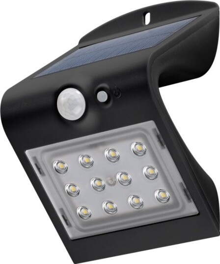 Goobay LED soldriven vägglampa med rörelsedetektor, 1,5 W neutral vit belysning för husingångar, garageportar och trappor