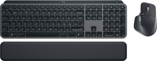 Logitech MX Keys S Trådløst Tastatur og Mussett Nordisk Grafitt med Håndleddstøtte Logitech MX Keys S Trådløst Tastatur og Mussett Nordisk Grafitt med Håndleddstøtte