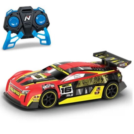 Nikko 1:16 Radiostyrt Racerbil Rød/Gul med 2.4GHz Sender