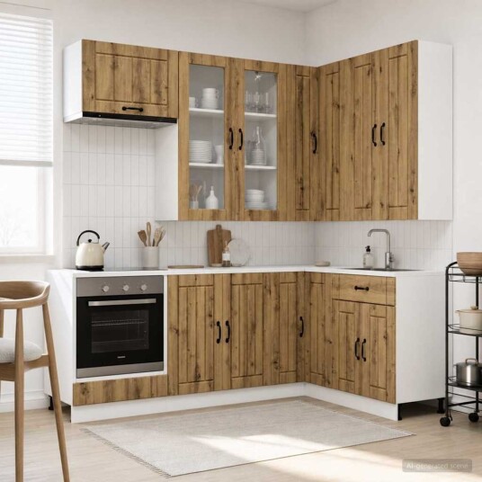 vidaXL Kjøkken enhet LUCCA 8 pcs Artisan eik Konstruert tre